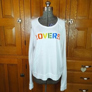 Sundry Anthro pride white rainbow LOVERS loungewear casual sweatshirt